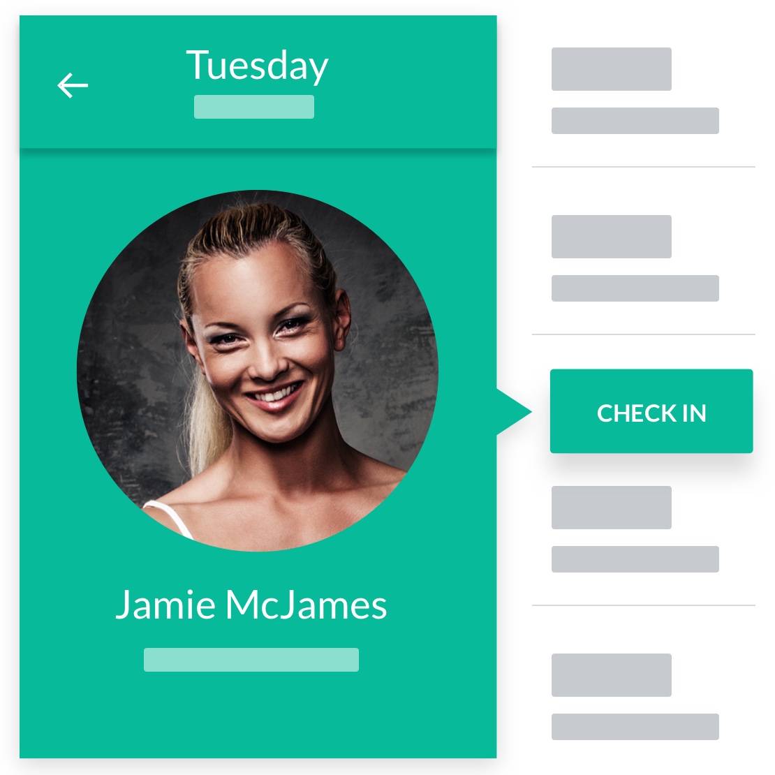 pilates studio software checkin tablet