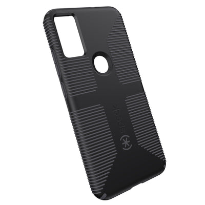 Tilted three-quarter angled view of back of phone case.