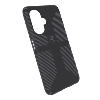 Tilted three-quarter angled view of back of phone case