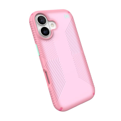 Tilted slight perspective view of back of phone case with phone inside