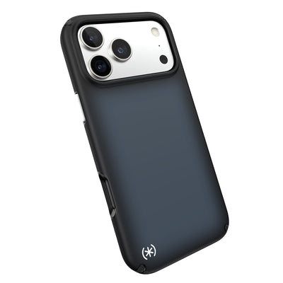 Tilted slight perspective view of back of phone case with phone inside