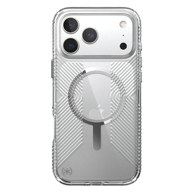 Back view of the phone case with phone inside from straight on#color_clear-silver