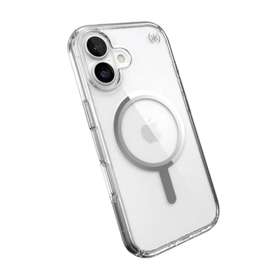 Tilted slight perspective view of back of phone case with phone inside