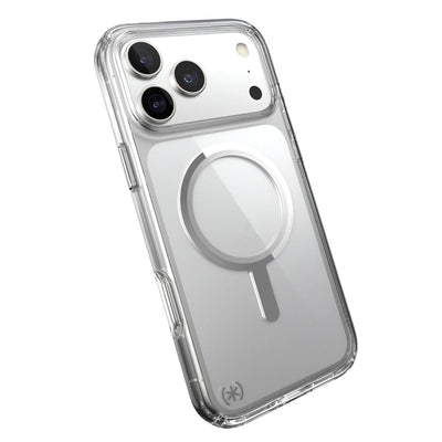 Tilted slight perspective view of back of phone case with phone inside