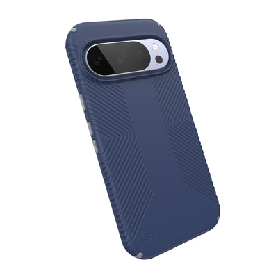 Tilted slight perspective view of back of phone case with phone inside